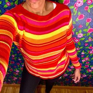 Isaac Mizrahi x Target sweater size M Striped sunset pink red yellow knit
